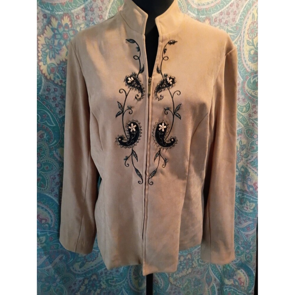 Studio I faux suede zip-up jacket Size 14